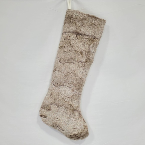 Country Stitched Faux Fur Christmas Stocking - Picture 1 of 2